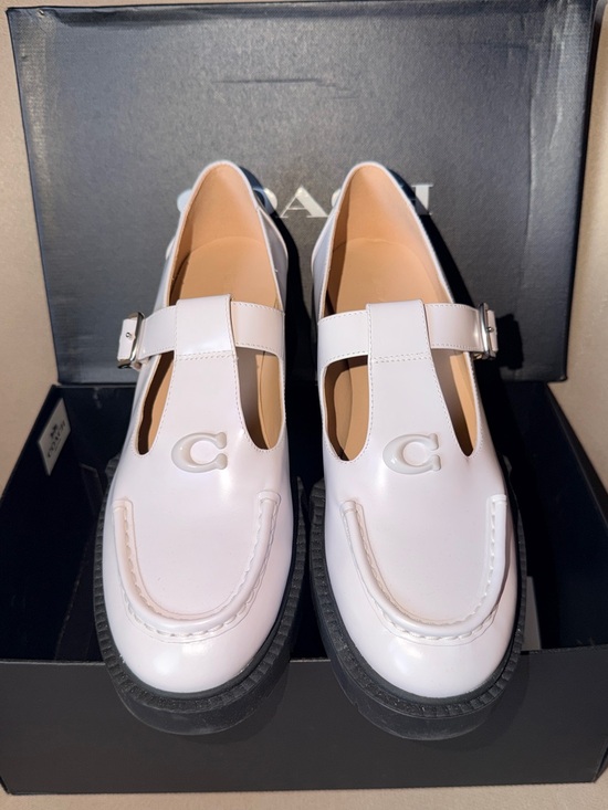 Coach Shoes - COACH Liv Leather T-Strap Mary Jane Loafers, White - Size 10 Women’s